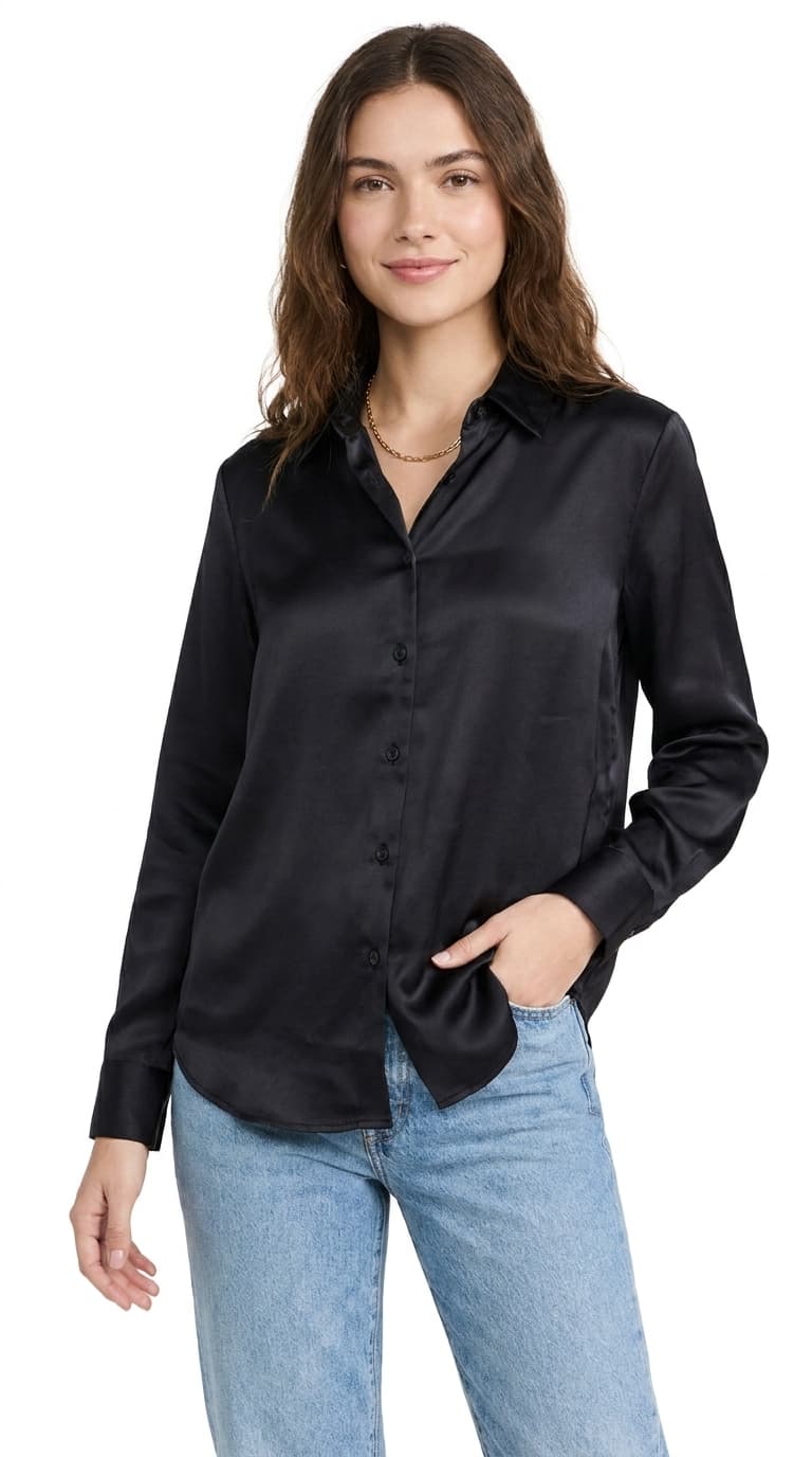 Classic Black Satin Shirt