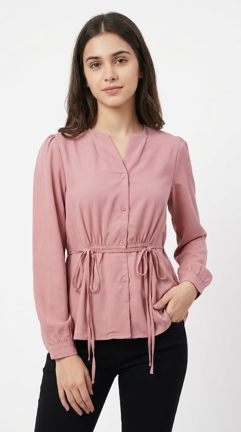 Rose Tie Waist Peplum Top
