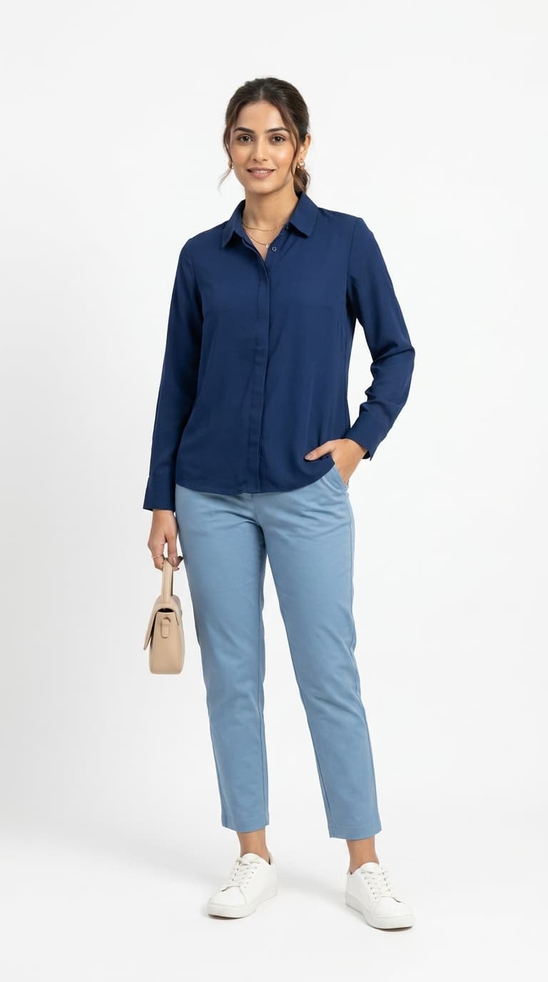 Navy Tailored Workwear Shirt
