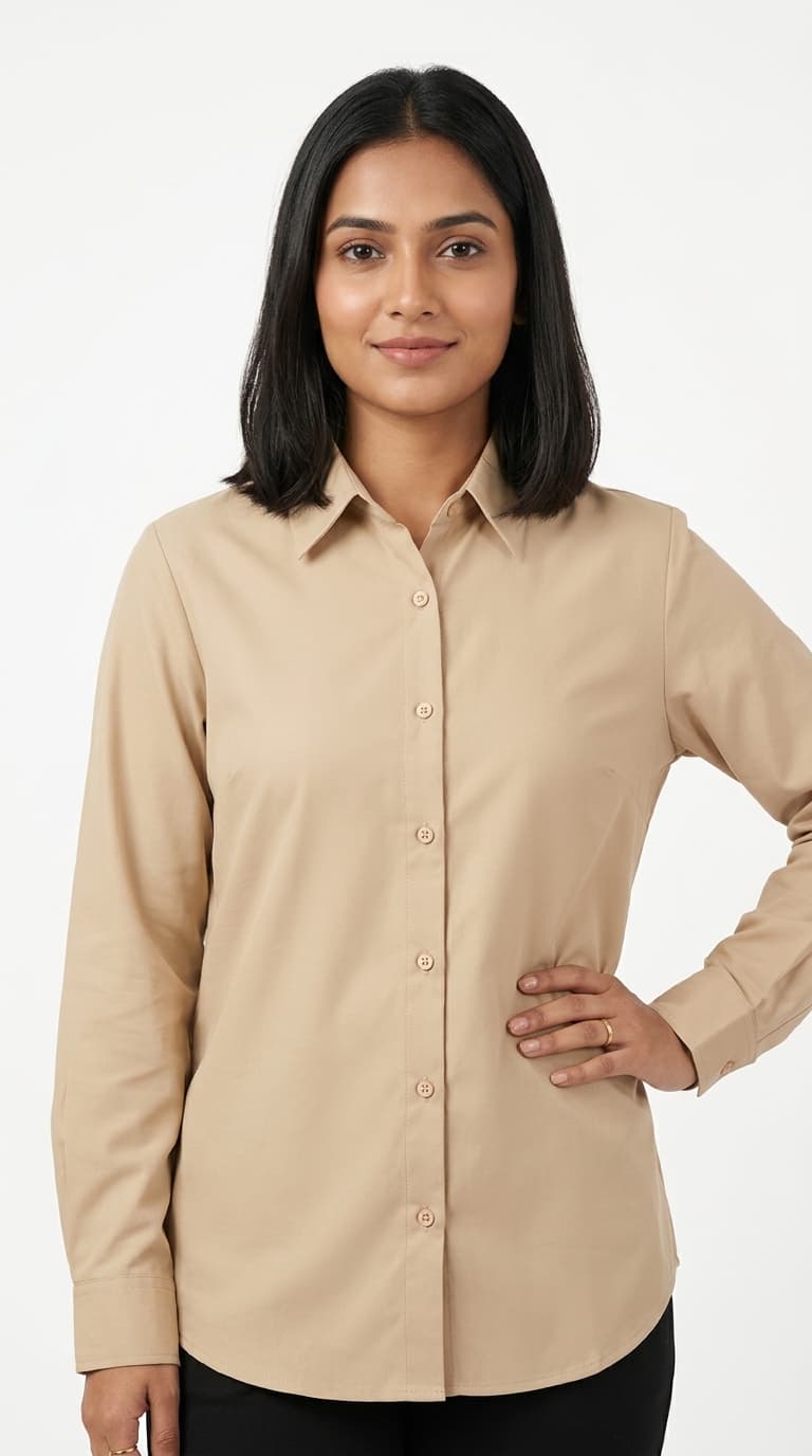 Beige Cotton Classic Shirt