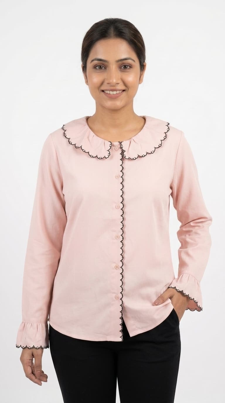 Blush Scalloped Collar Shirt