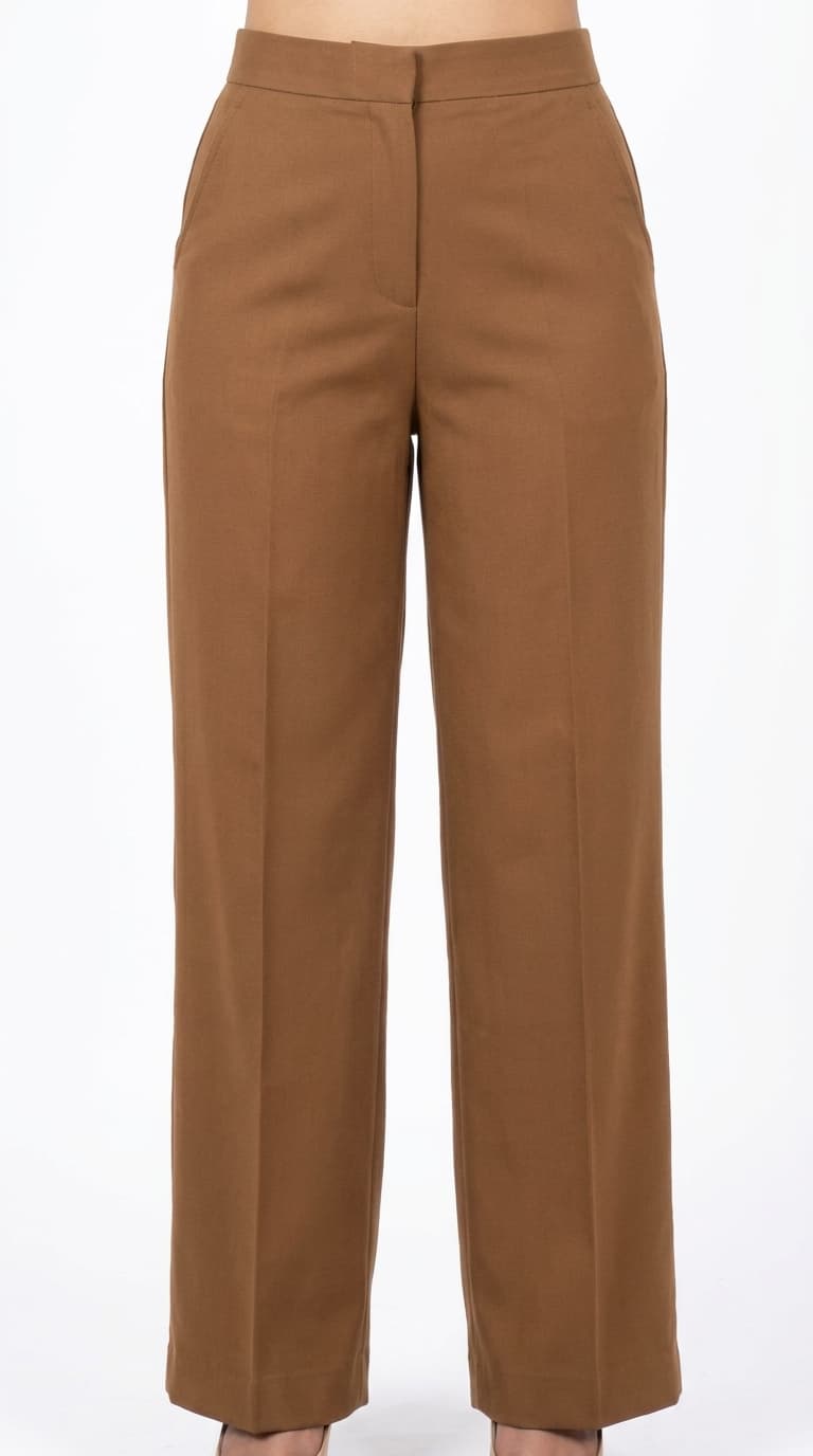 Camel Linen Wide-Leg Pants