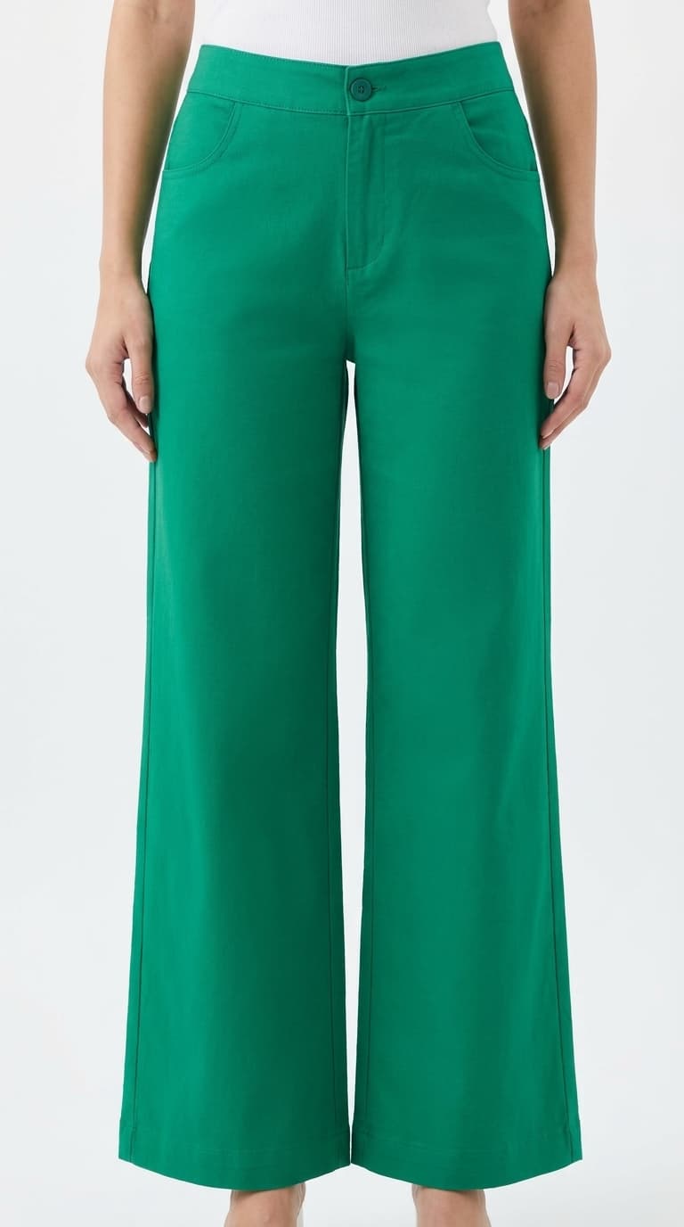 Emerald Green Wide-Leg Pants