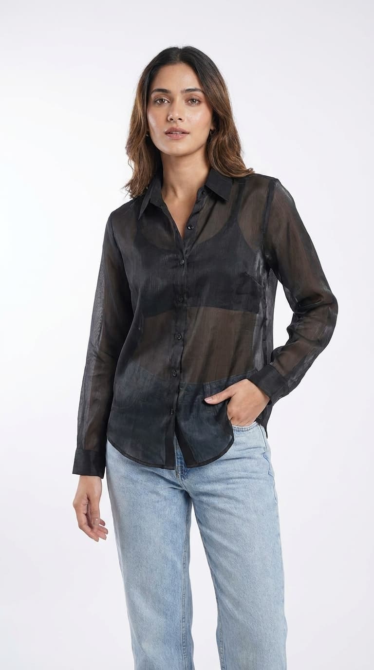 Sheer Organza Evening Shirt